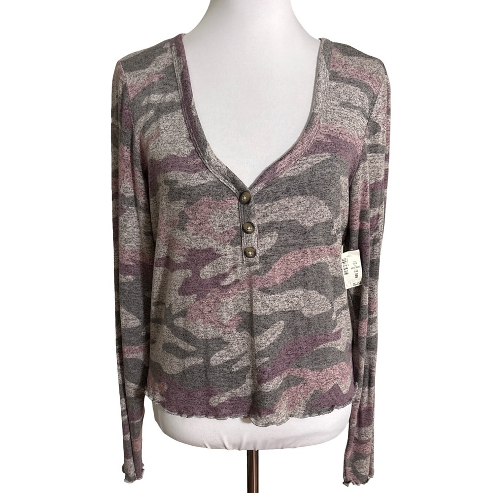 Aeropostale Gray Pink V-Neck Sweater Women's